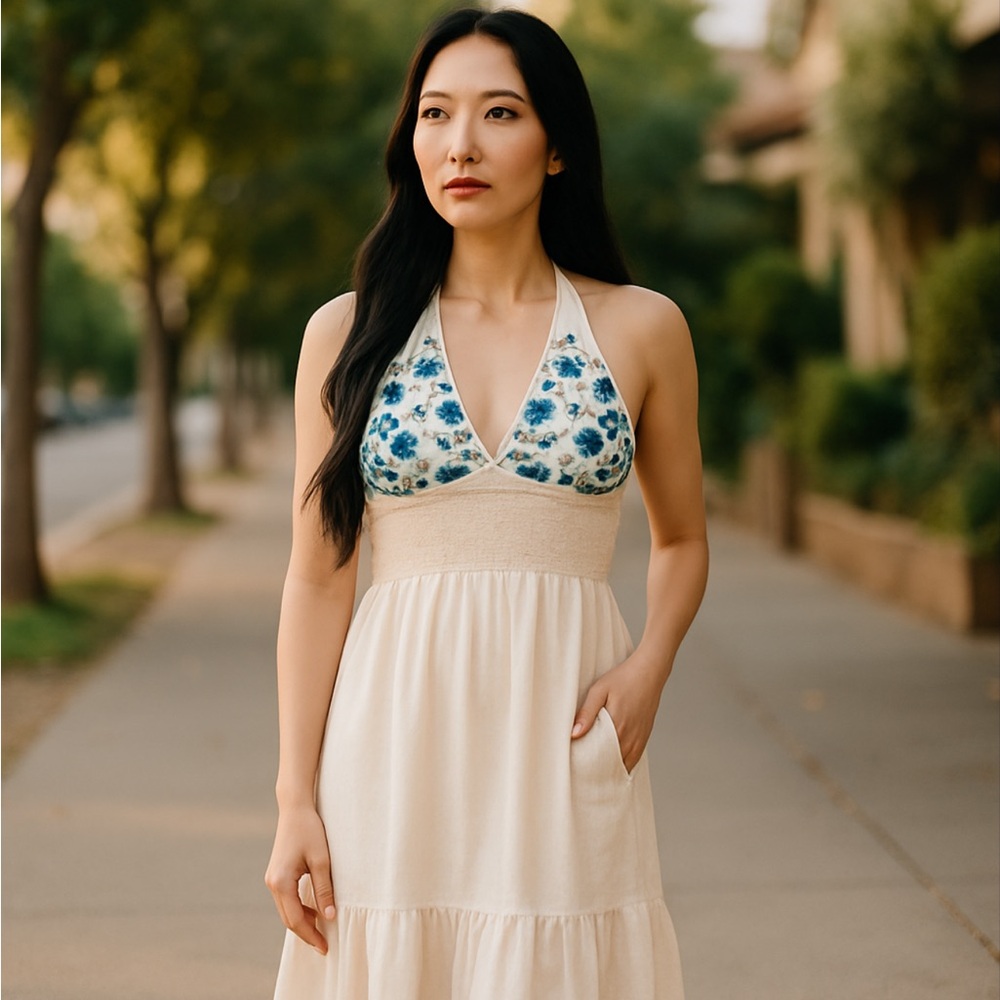 Oaxacan-Style Embroidered Halter Dress - Picture 6 of 7